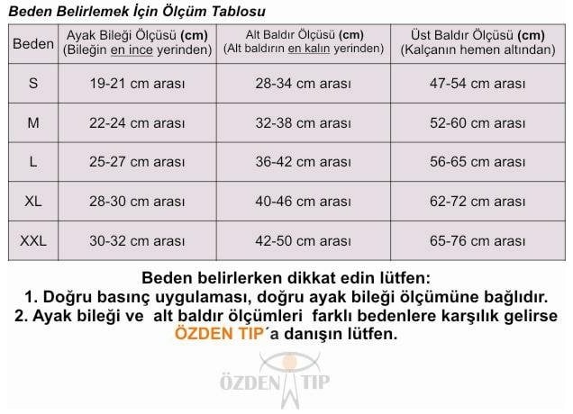 Duomed Dizüstü Varis Çorabı Beden Tablosu