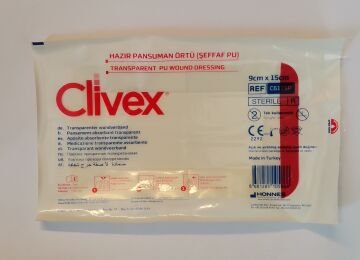 Clivex 9 x 15 cm Steril Hazır Pansuman Yara Örtüsü 1 Adet PU Su Geçirmez