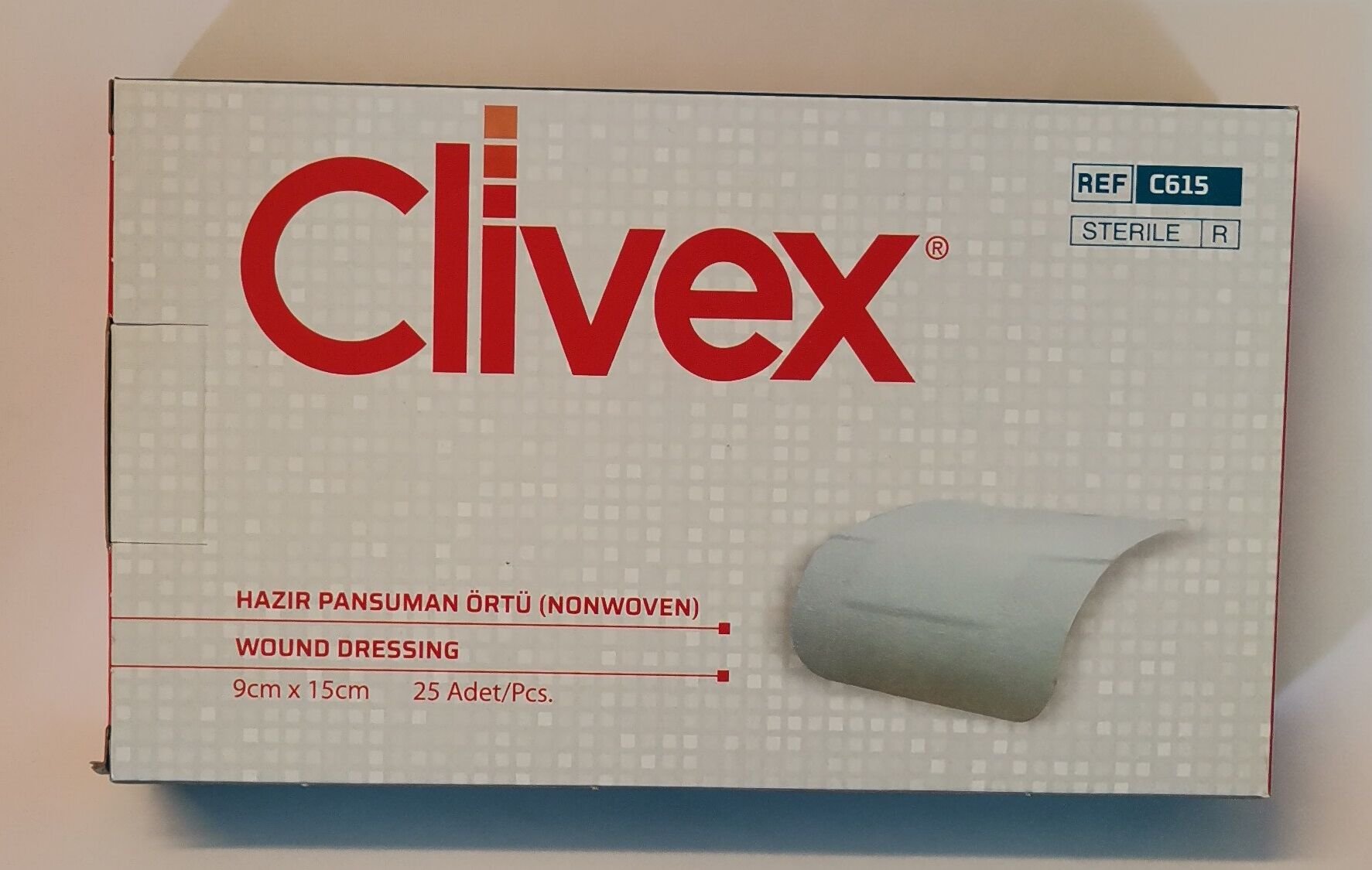 Clivex 9 x 15 cm Steril Hazır Pansuman Yara Örtüsü 25 Adet Non