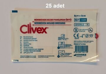 Clivex 9 x 5 cm Steril Hazır Pansuman Yara Örtüsü 25 Adet Non-woven