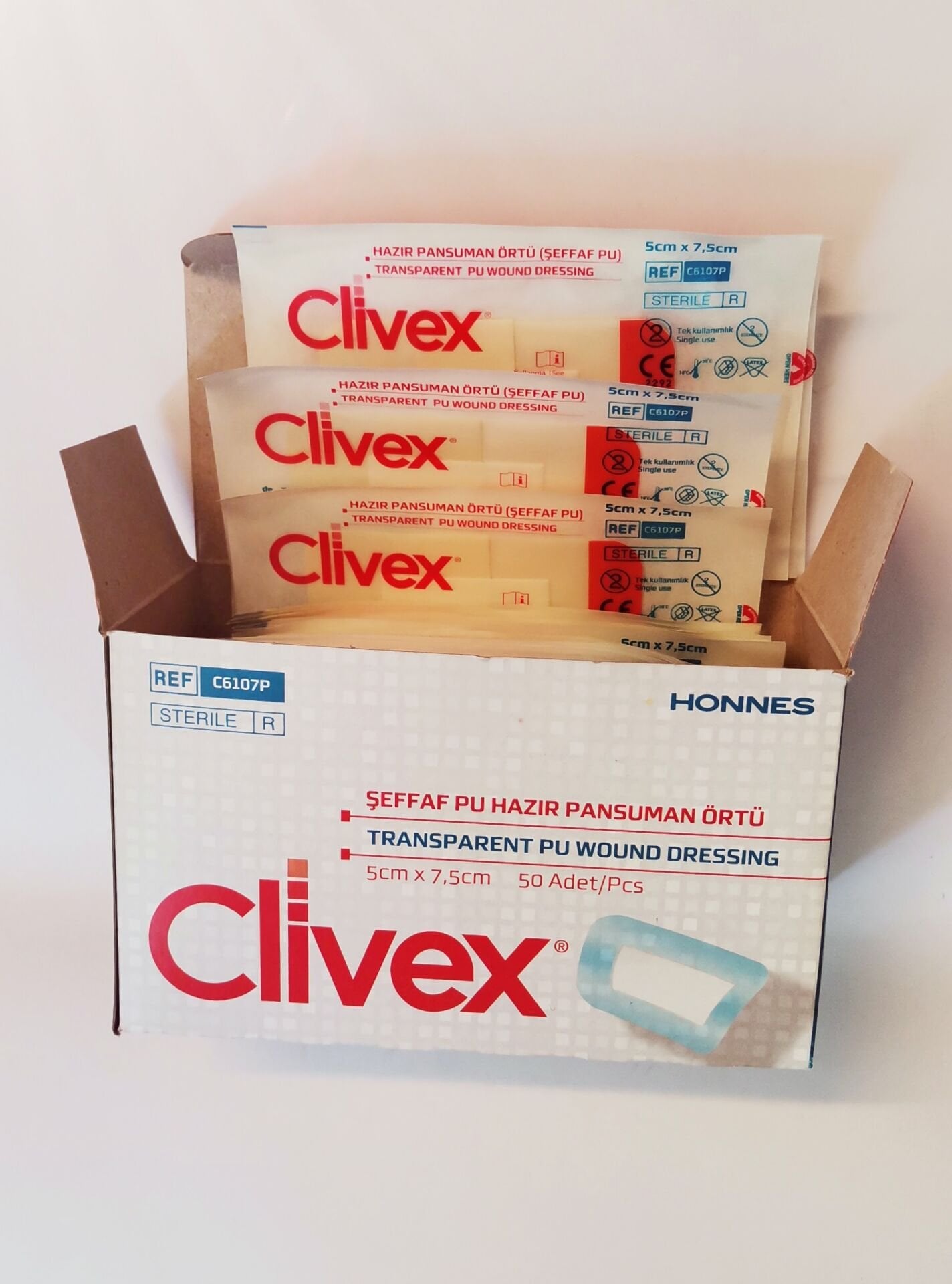 heaven出品　5枚 Clivex5 adet 5x7.5 cm Pansuman Yara Örtüsü 50 Adet PU Su Geçirmez