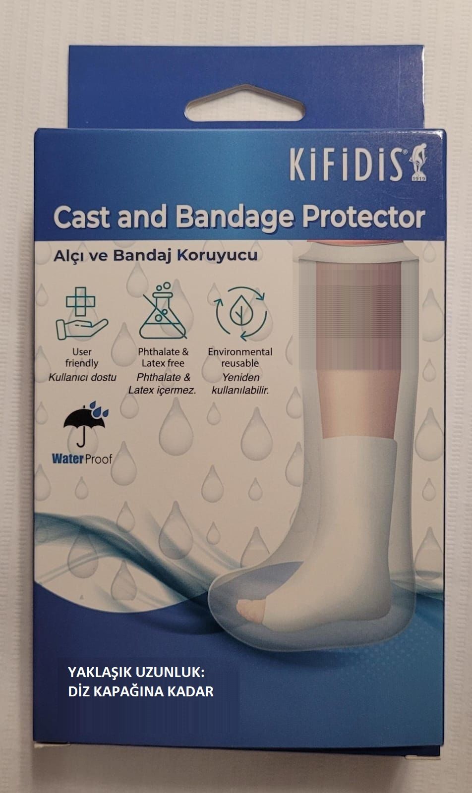 Su Geçirmez Alçı Bonesi Bandaj Koruyucu Kasnaksız Lastikli Dize Kadar Boyu