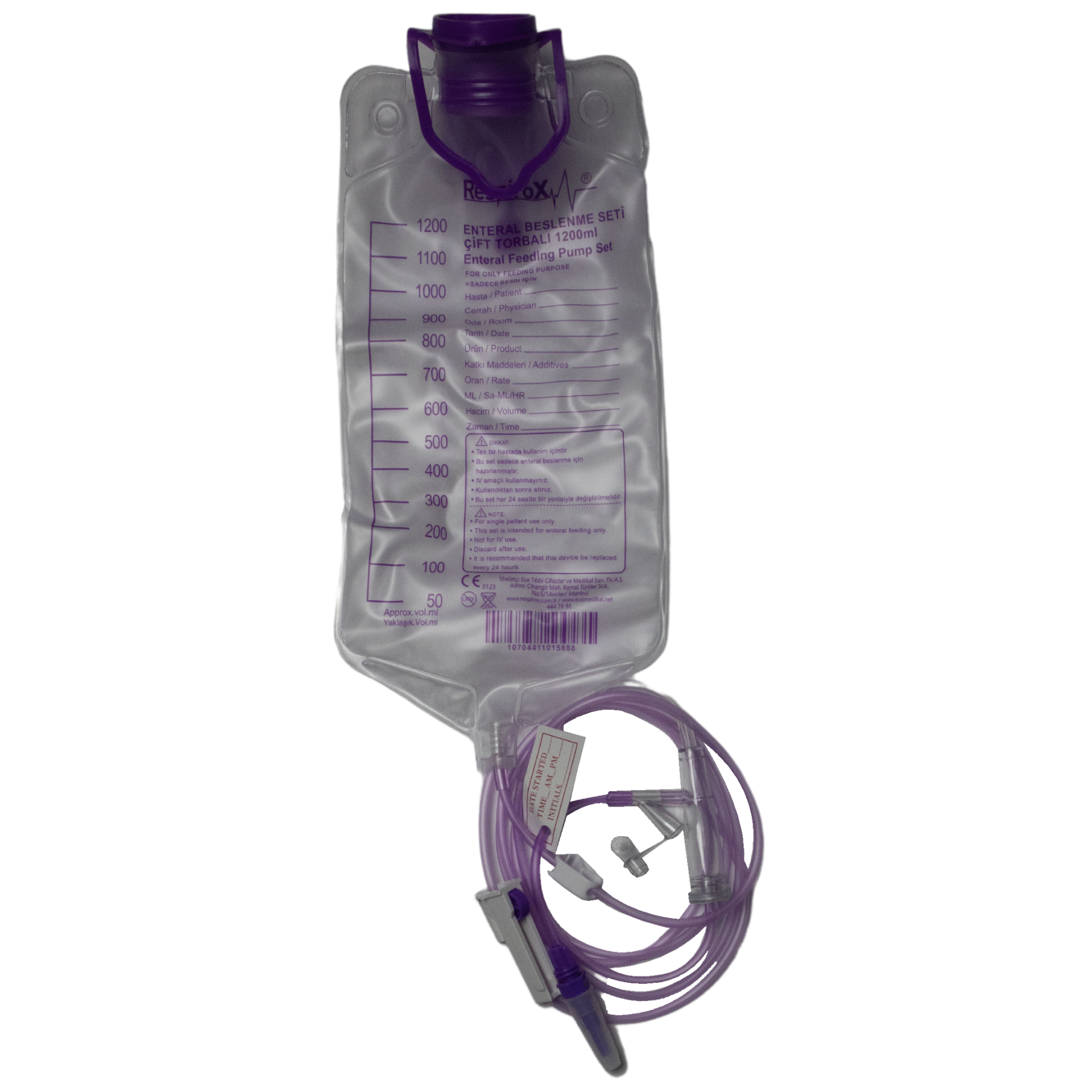 Enteral İletim Pompası Seti - Mama Torbası Tekli Mama Torbası