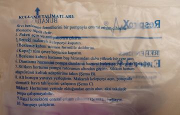 Enteral İletim Pompası Seti - Mama Torbası Tekli Mama Torbası