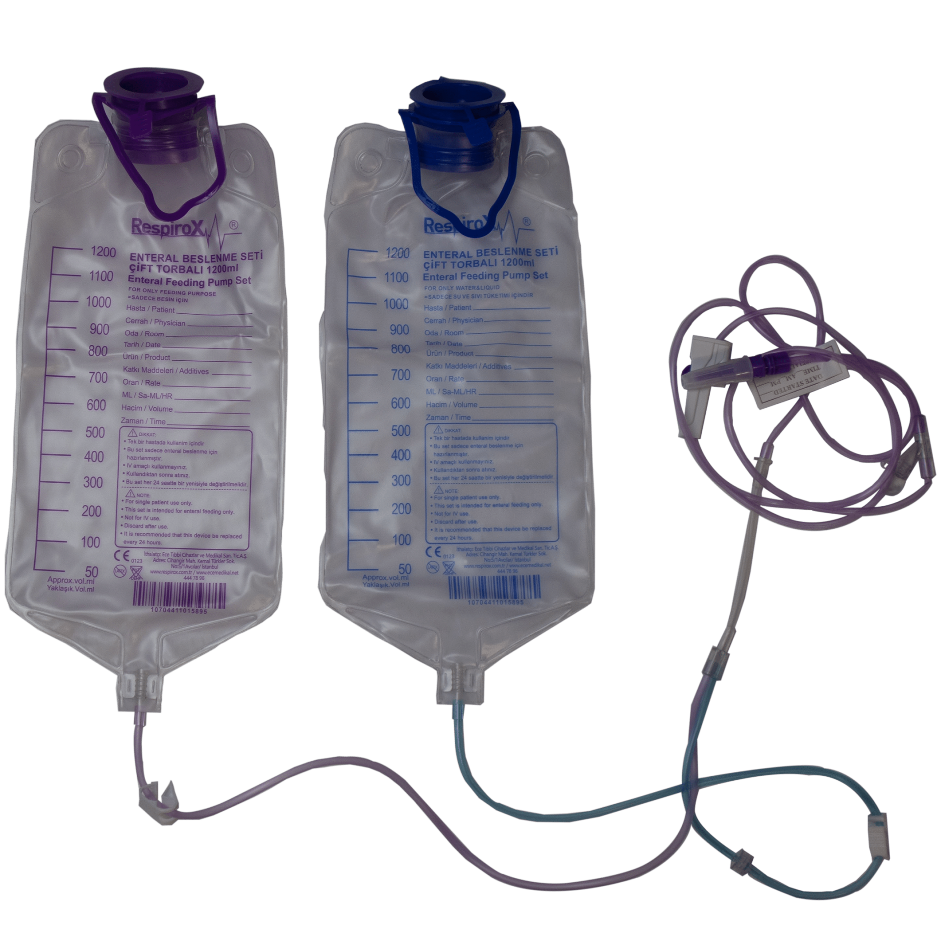 Enteral İletim Pompası Seti - Mama Torbası İkili Mama Torbası