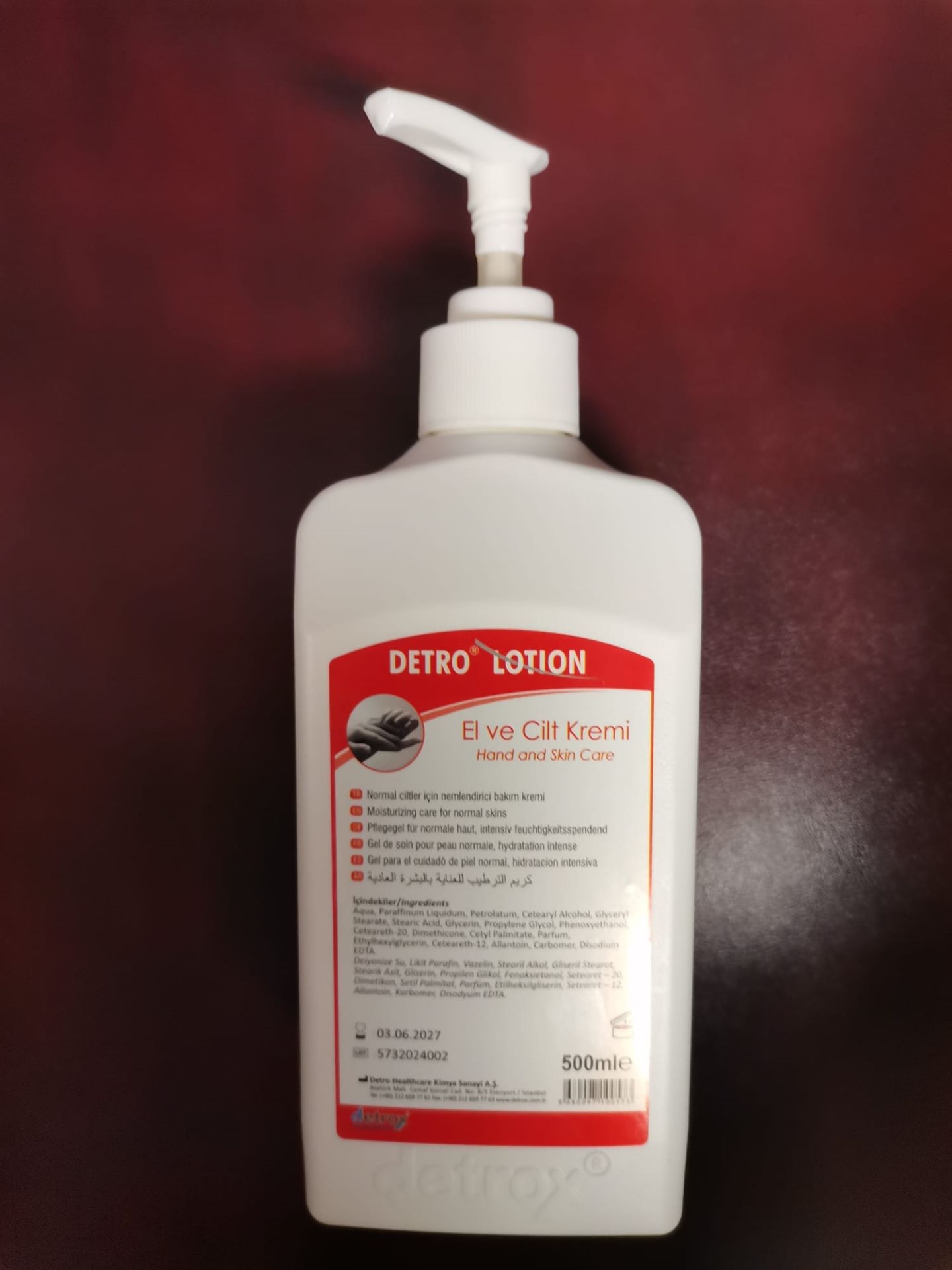 Detro Lotion El ve Cilt Kremi 500mL