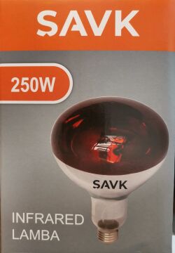 Şavk İnfrared Lamba E27 İnfraruj Ampul Kırmızı İnfrared / 250W Lamba