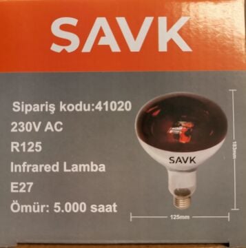 Şavk İnfrared Lamba E27 İnfraruj Ampul Kırmızı İnfrared / 250W Lamba