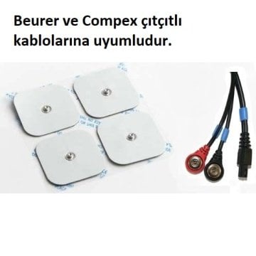 Tens Elektrod Pedi Çıtçıtlı 5x5 cm Pakette 4 Adet