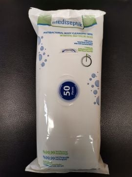 Mediseptik Antibakteriyel Vücut Temizleme Havlusu 50'lik Paket