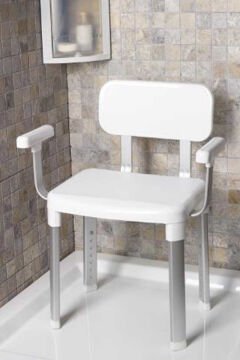 Sırt Destekli Kol Tutunma Destekli Engelli - Yaşlı Banyo Sandalyesi, Paslanmaz Alüminyum