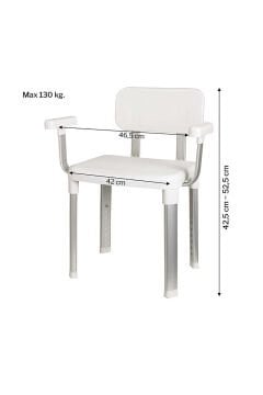 Sırt Destekli Kol Tutunma Destekli Engelli - Yaşlı Banyo Sandalyesi, Paslanmaz Alüminyum