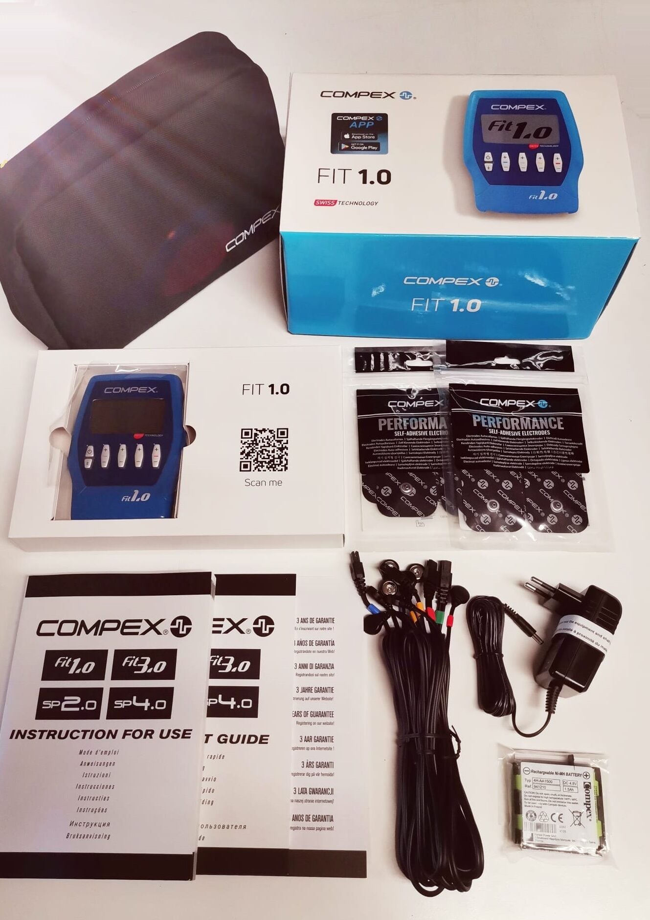 Compex Fit 1.0 Kas Stimülasyon Cihazı Çıtçıtlı Siyah Kablo Seti