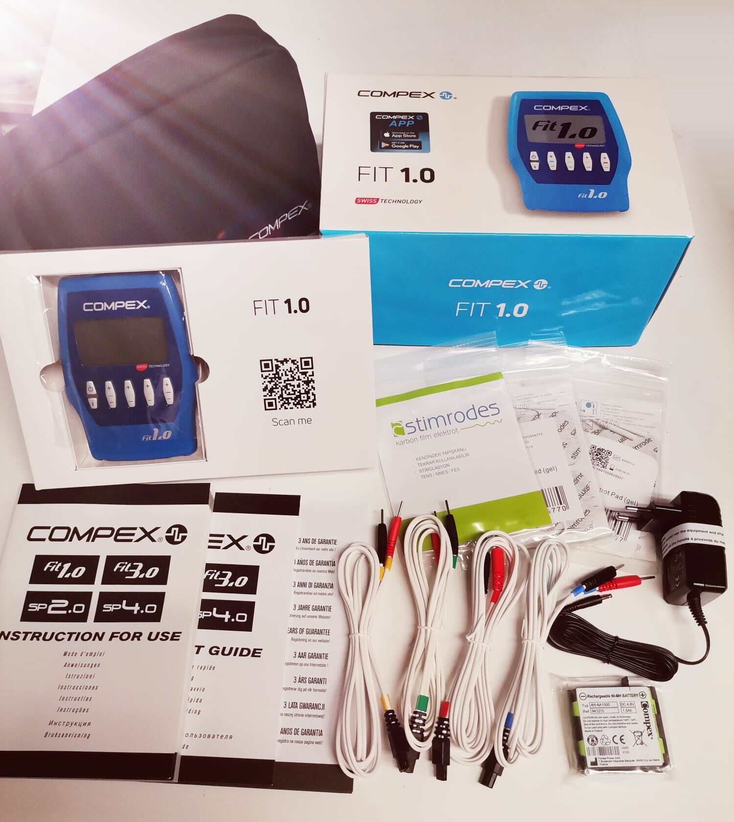 Compex Fit 1.0 Kas Stimülasyon Cihazı Pin Uçlu Beyaz Kablo Seti