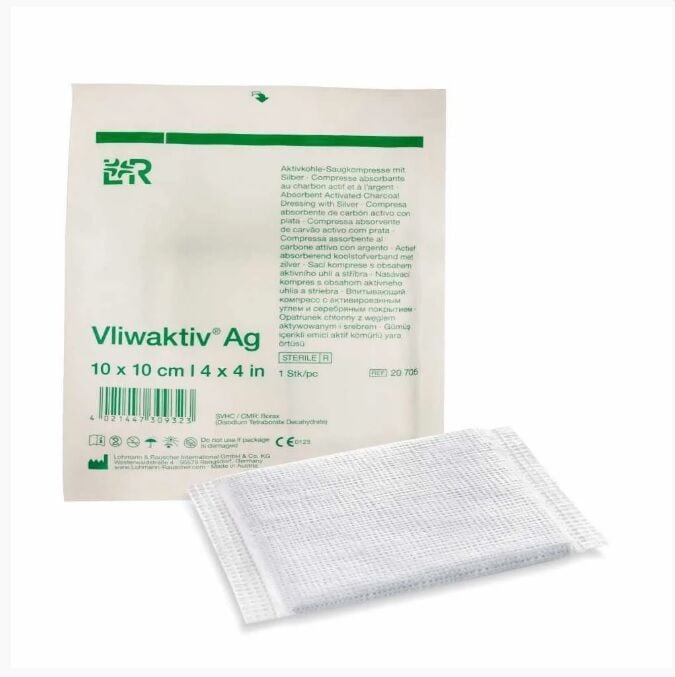 Lohmann Rauscher 20705 Vliwaktiv Ag 10x10 cm Gümüşlü Karbonlu Yara Örtüsü