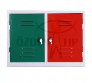 İki Kapaklı Metal Eczane Dolabı Duvara Monte Edilir 50x60x20cm