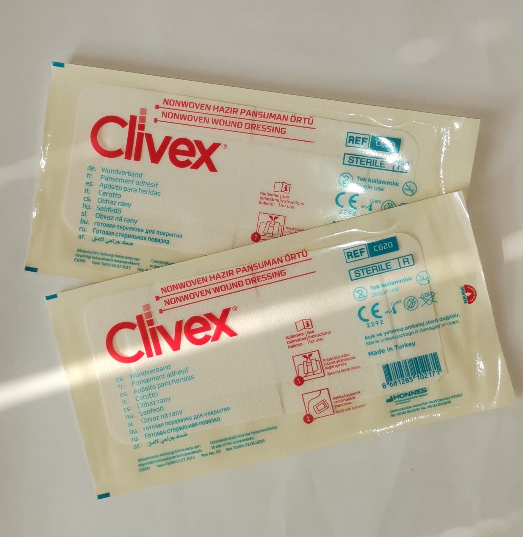Clivex 9 x 20 cm Steril Hazır Pansuman Yara Örtüsü 2 Adet Non-wowen