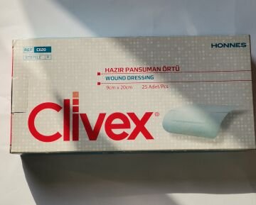 Clivex 9 x 20 cm Steril Hazır Pansuman Yara Örtüsü 25 Adet Non-woven